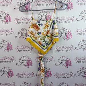 Jessica Simpson , tank top cropped scarf style tie up Multicolor Floral Blouse